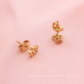 Fashion Stainless Steel Gold Tiny Flower Studs Baby Kids Earrings